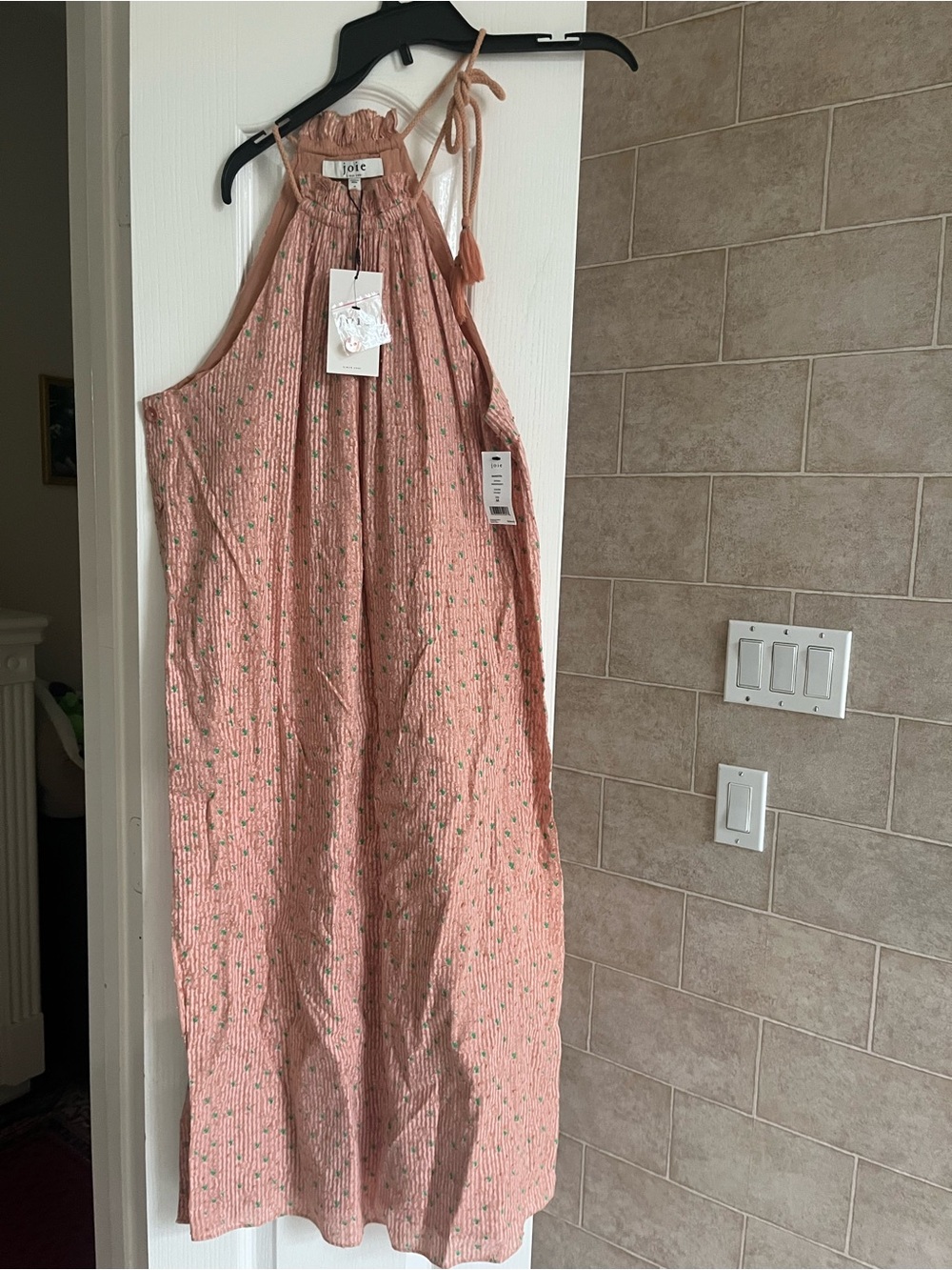 Joie Pink Floral Smocked Halter Dress